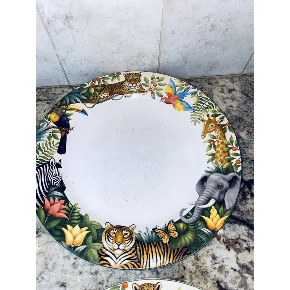 Set of 11 Sakura Jungle Animals Stephanie Stouffer Stoneware Dinner Salad 10